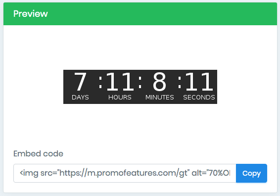Countdown timer embed code