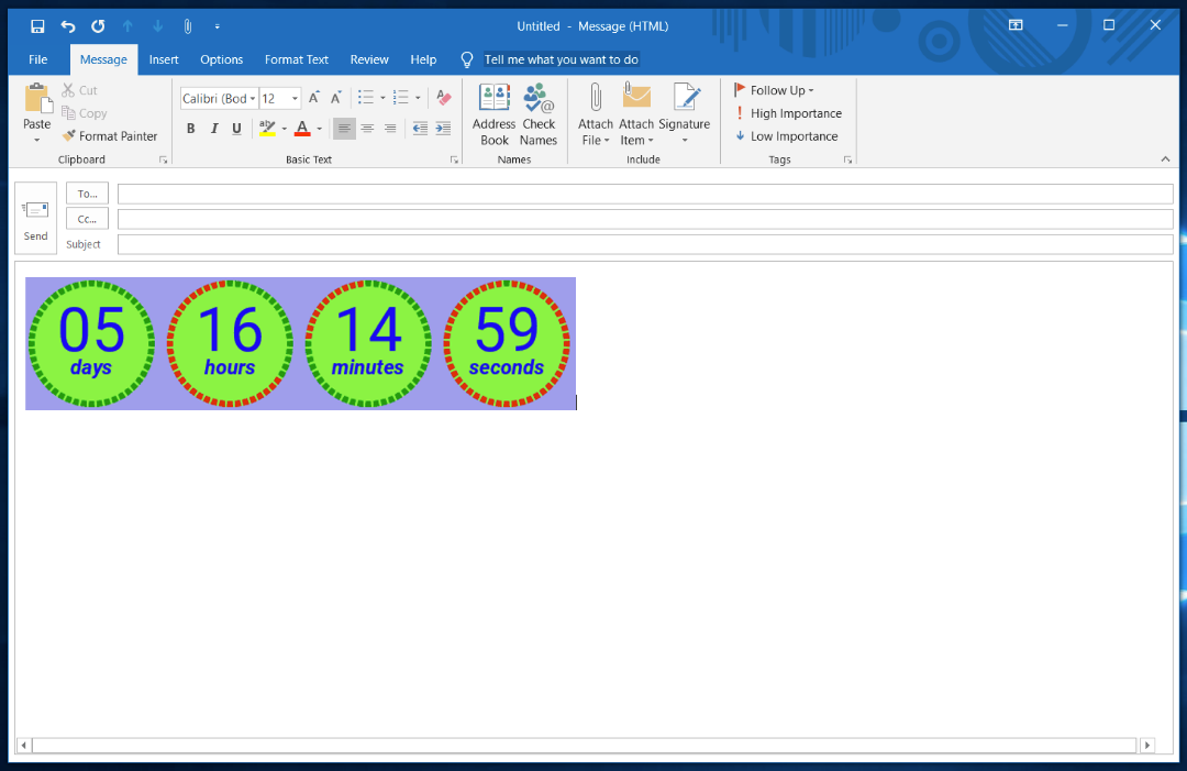 Outlook countdown timer