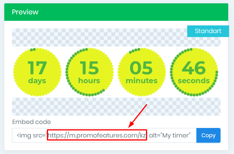 countdown timer for email embed code