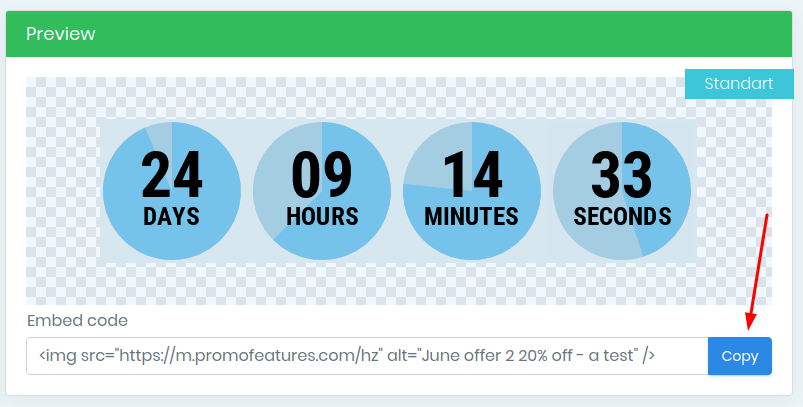 PromoFeatures countdown timer for email