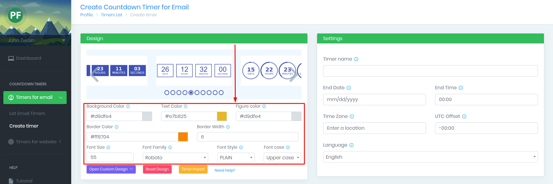 Design controls of git timers