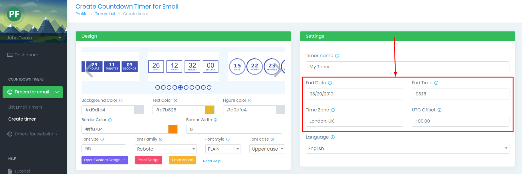 Date and Time Zone Countdown timers