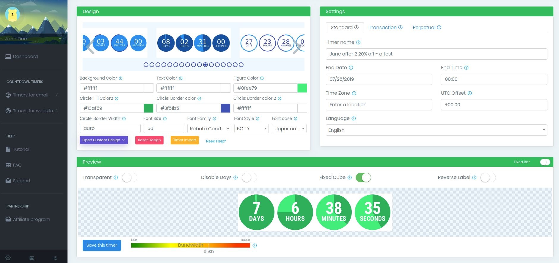 Create countdown clock