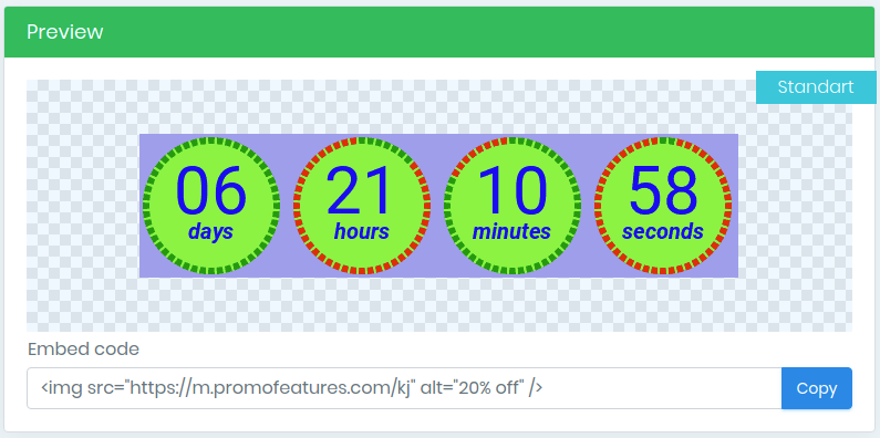 Time countdown for email from promofeatures Time countdown for email from promofeatures